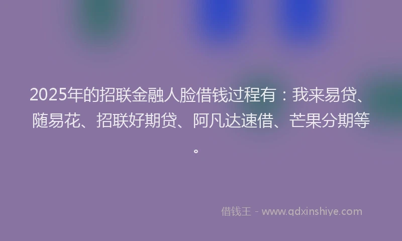 2025年的招联金融人脸借钱过程有：我来易贷、随易花、招联好期贷、阿凡达速借、芒果分期等。