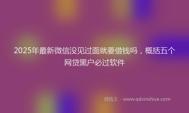 2025年最新微信没见过面就要借钱吗，概括五个网贷黑户必过软件