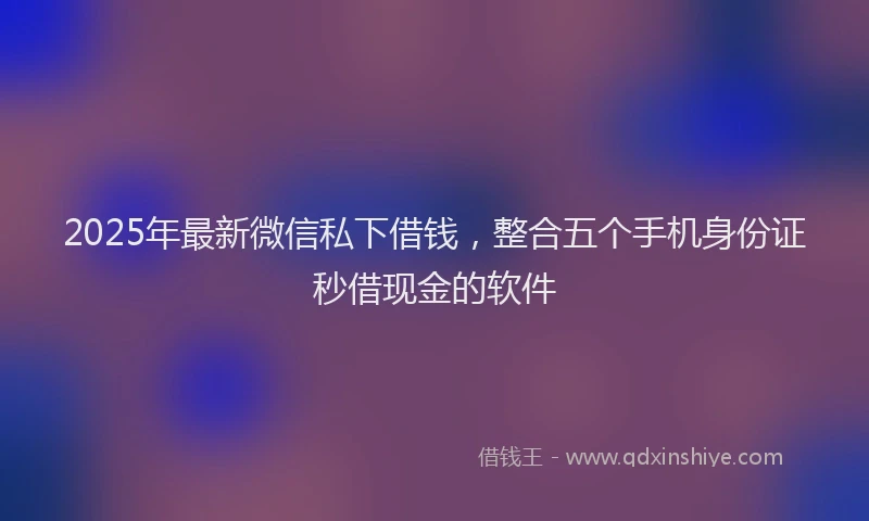2025年最新微信私下借钱，整合五个手机身份证秒借现金的软件