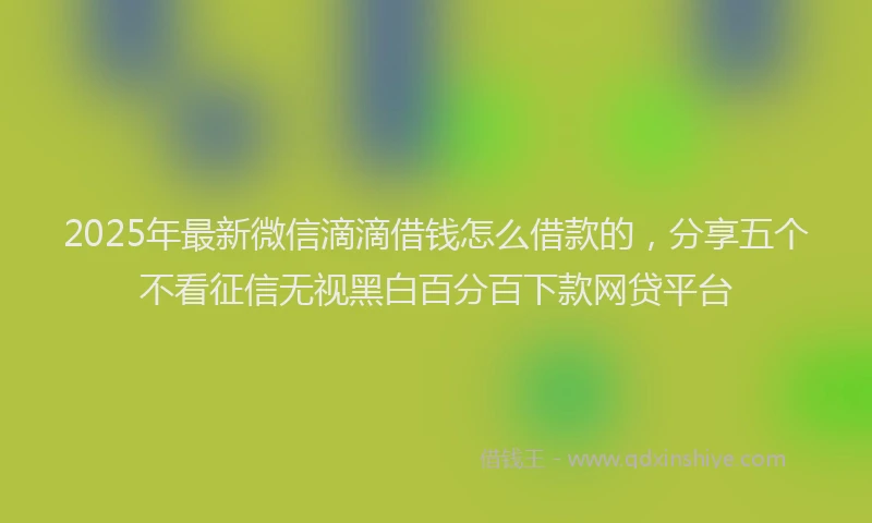 2025年最新微信滴滴借钱怎么借款的，分享五个不看征信无视黑白百分百下款网贷平台