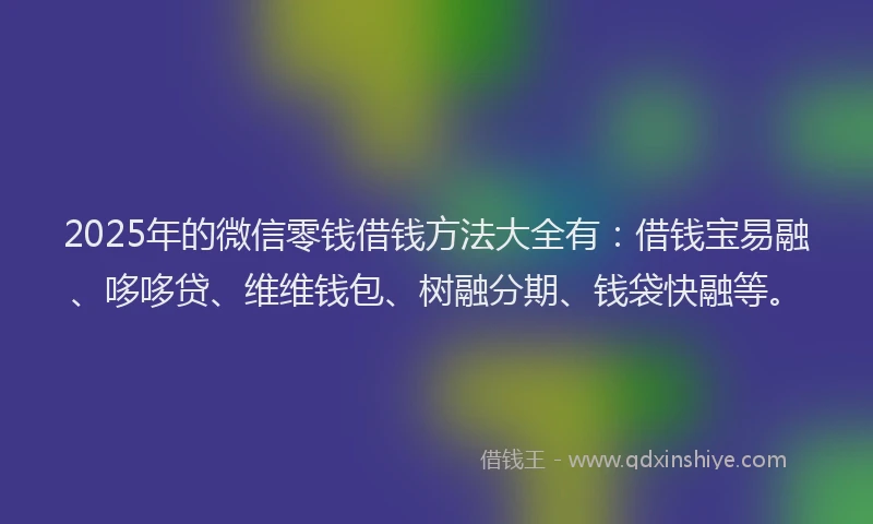 2025年的微信零钱借钱方法大全有：借钱宝易融、哆哆贷、维维钱包、树融分期、钱袋快融等。