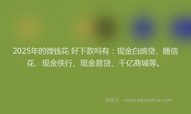 2025年的微钱花 好下款吗有：现金白鸽贷、随信花、现金侠行、现金易贷、千亿商城等。