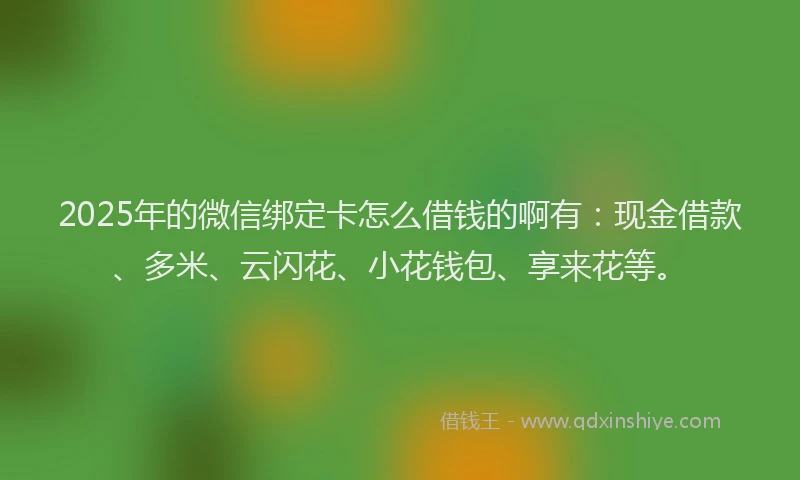 2025年的微信绑定卡怎么借钱的啊有：现金借款、多米、云闪花、小花钱包、享来花等。