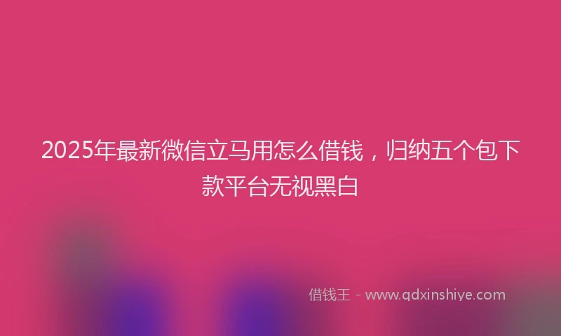 2025年最新微信立马用怎么借钱，归纳五个包下款平台无视黑白