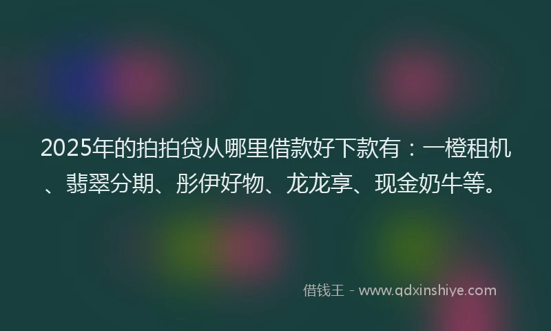2025年的拍拍贷从哪里借款好下款有：一橙租机、翡翠分期、彤伊好物、龙龙享、现金奶牛等。