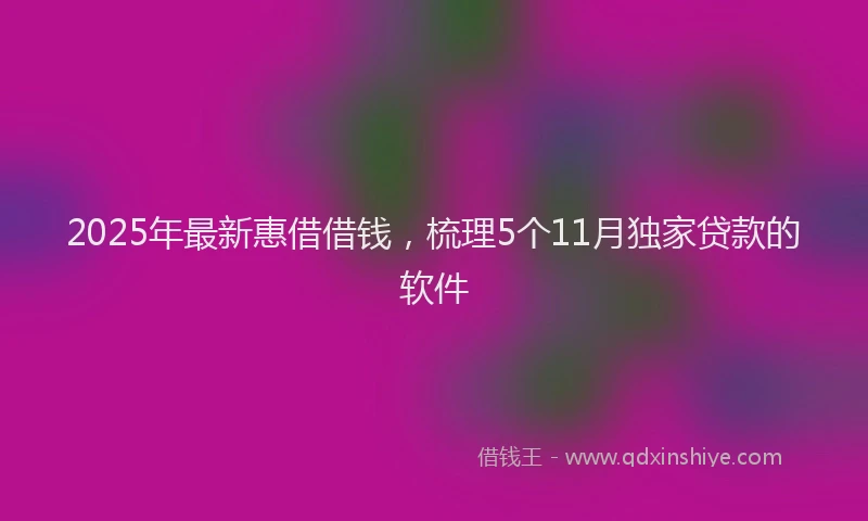 2025年最新惠借借钱，梳理5个11月独家贷款的软件