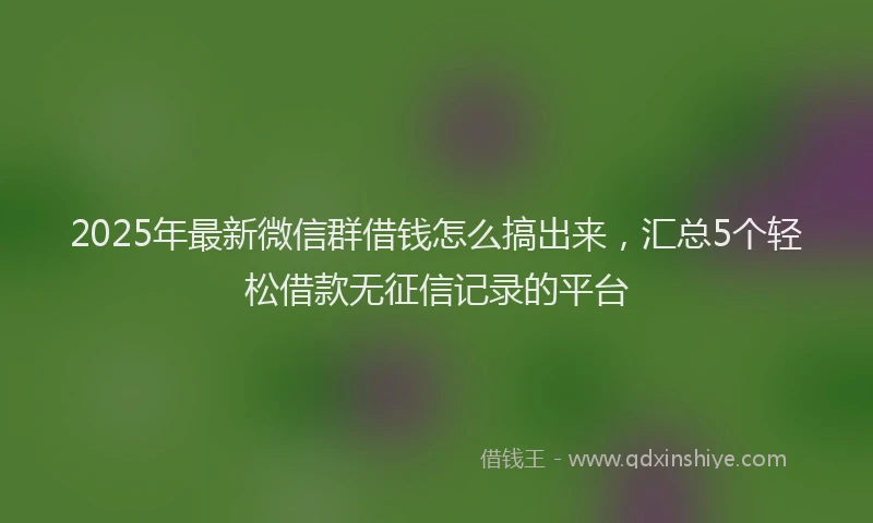 2025年最新微信群借钱怎么搞出来，汇总5个轻松借款无征信记录的平台