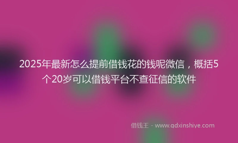 2025年最新怎么提前借钱花的钱呢微信，概括5个20岁可以借钱平台不查征信的软件