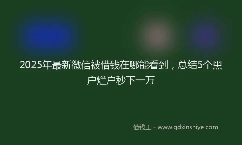 2025年最新微信被借钱在哪能看到，总结5个黑户烂户秒下一万