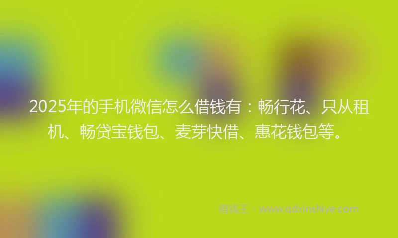 2025年的手机微信怎么借钱有：畅行花、只从租机、畅贷宝钱包、麦芽快借、惠花钱包等。