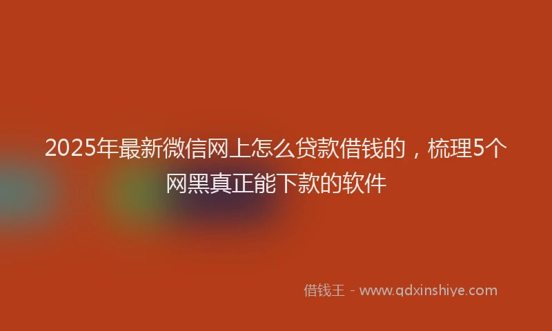 2025年最新微信网上怎么贷款借钱的，梳理5个网黑真正能下款的软件