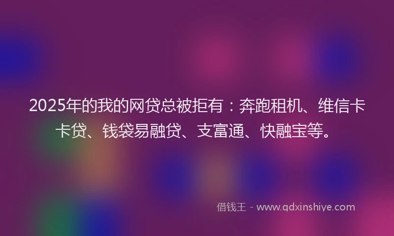 2025年的我的网贷总被拒有：奔跑租机、维信卡卡贷、钱袋易融贷、支富通、快融宝等。