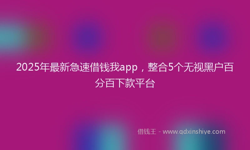 2025年最新急速借钱我app，整合5个无视黑户百分百下款平台