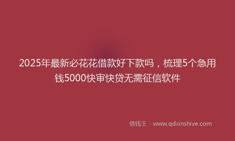 2025年最新必花花借款好下款吗，梳理5个急用钱5000快审快贷无需征信软件