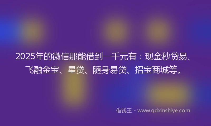 2025年的微信那能借到一千元有：现金秒贷易、飞融金宝、星贷、随身易贷、招宝商城等。