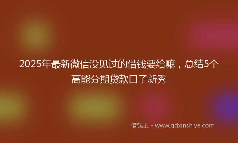2025年最新微信没见过的借钱要给嘛，总结5个高能分期贷款口子新秀