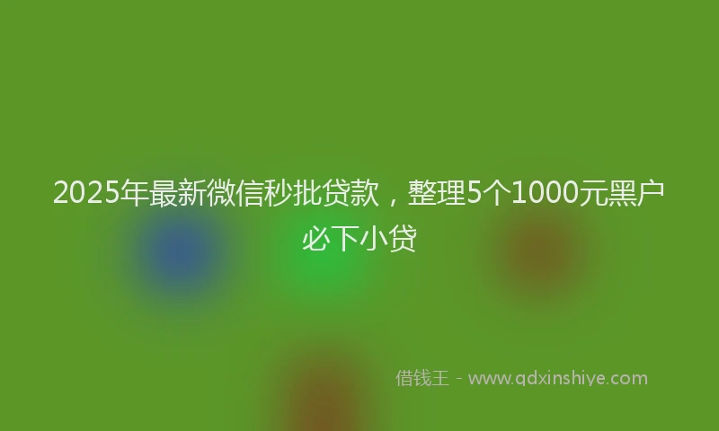 2025年最新微信秒批贷款，整理5个1000元黑户必下小贷