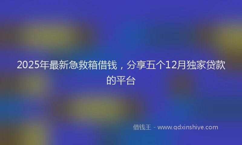 2025年最新急救箱借钱，分享五个12月独家贷款的平台