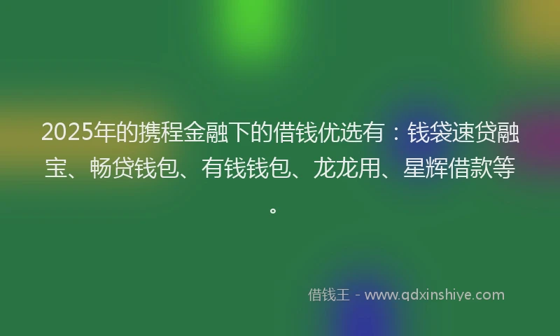 2025年的携程金融下的借钱优选有：钱袋速贷融宝、畅贷钱包、有钱钱包、龙龙用、星辉借款等。