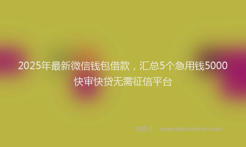 2025年最新微信钱包借款，汇总5个急用钱5000快审快贷无需征信平台