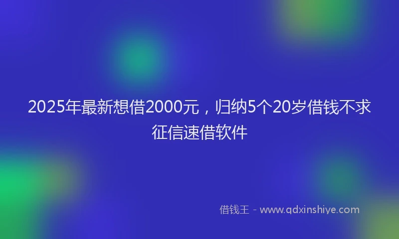 2025年最新想借2000元，归纳5个20岁借钱不求征信速借软件
