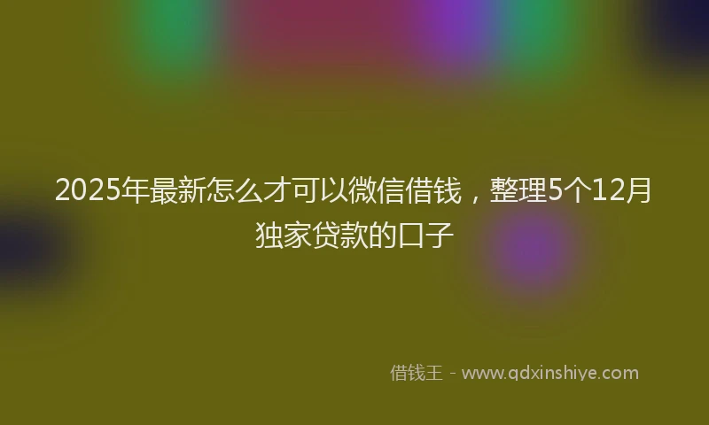 2025年最新怎么才可以微信借钱，整理5个12月独家贷款的口子