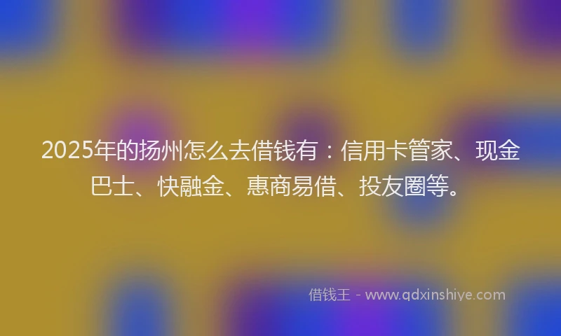 2025年的扬州怎么去借钱有：信用卡管家、现金巴士、快融金、惠商易借、投友圈等。