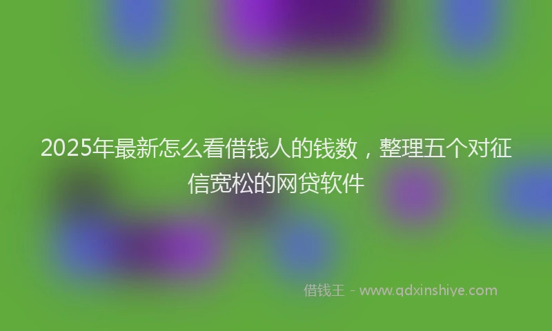 2025年最新怎么看借钱人的钱数，整理五个对征信宽松的网贷软件