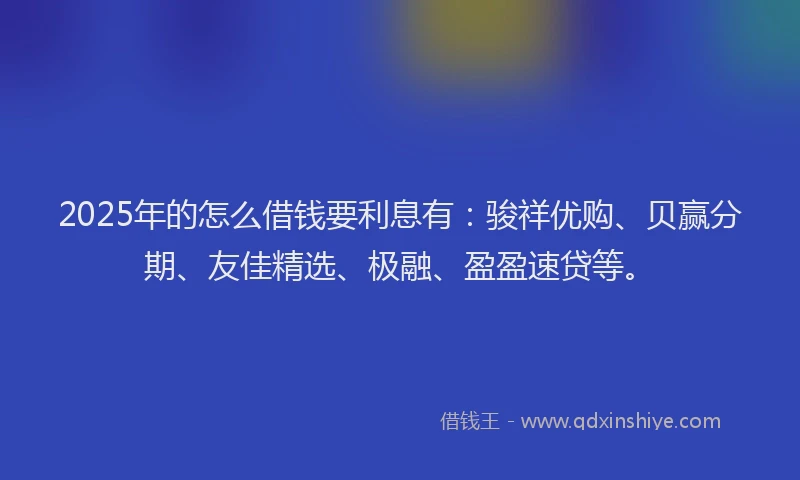 2025年的怎么借钱要利息有：骏祥优购、贝赢分期、友佳精选、极融、盈盈速贷等。