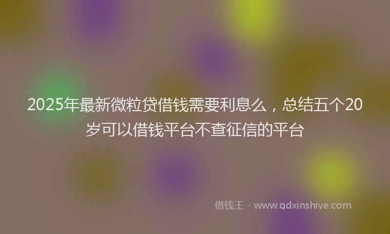 2025年最新微粒贷借钱需要利息么，总结五个20岁可以借钱平台不查征信的平台