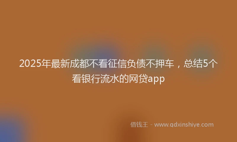 2025年最新成都不看征信负债不押车，总结5个看银行流水的网贷app