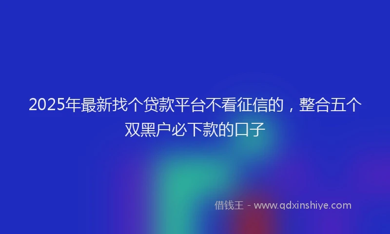 2025年最新找个贷款平台不看征信的，整合五个双黑户必下款的口子