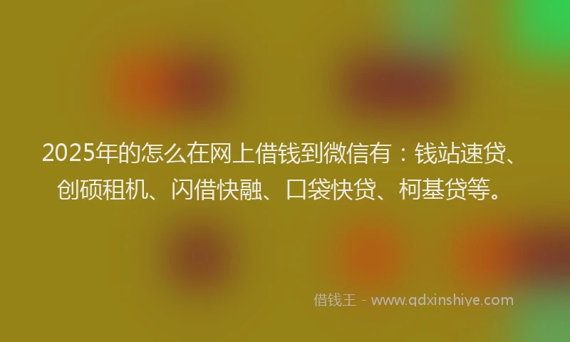 2025年的怎么在网上借钱到微信有：钱站速贷、创硕租机、闪借快融、口袋快贷、柯基贷等。