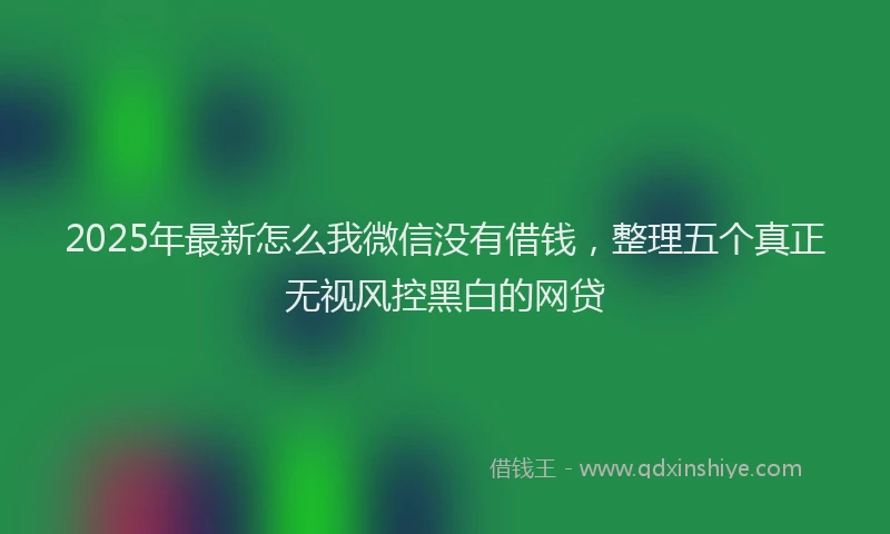 2025年最新怎么我微信没有借钱，整理五个真正无视风控黑白的网贷