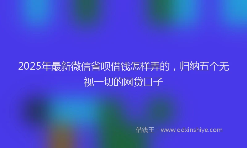 2025年最新微信省呗借钱怎样弄的，归纳五个无视一切的网贷口子