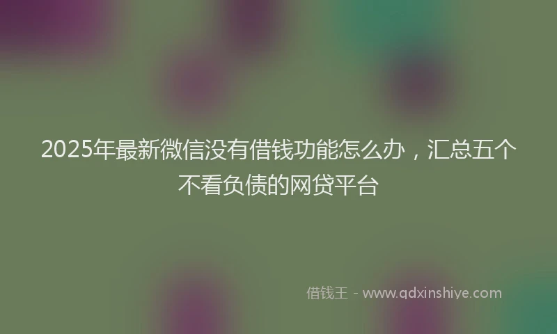 2025年最新微信没有借钱功能怎么办，汇总五个不看负债的网贷平台