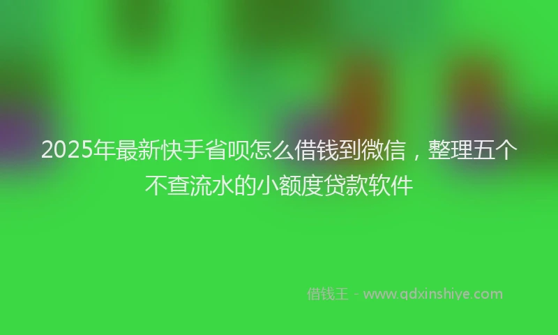 2025年最新快手省呗怎么借钱到微信，整理五个不查流水的小额度贷款软件