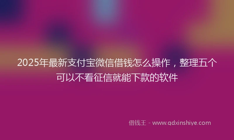 2025年最新支付宝微信借钱怎么操作，整理五个可以不看征信就能下款的软件
