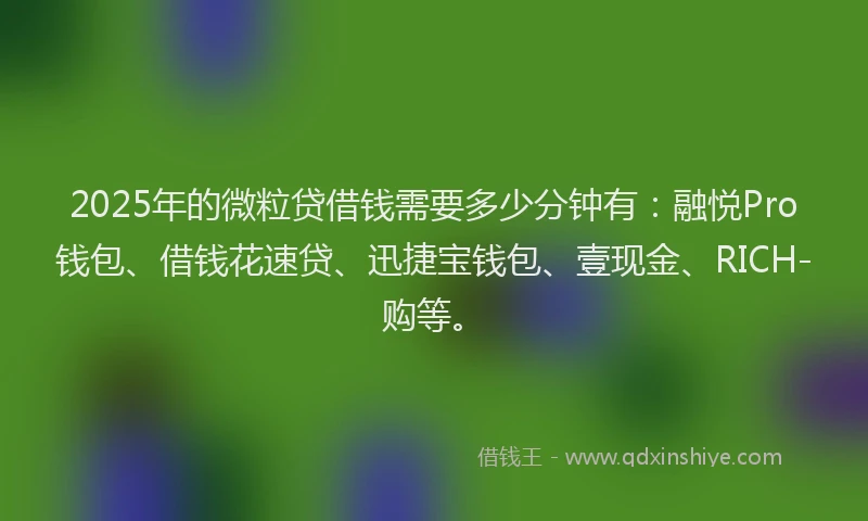 2025年的微粒贷借钱需要多少分钟有：融悦Pro钱包、借钱花速贷、迅捷宝钱包、壹现金、RICH-购等。