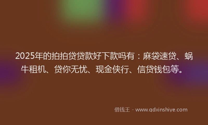 2025年的拍拍贷贷款好下款吗有：麻袋速贷、蜗牛租机、贷你无忧、现金侠行、信贷钱包等。