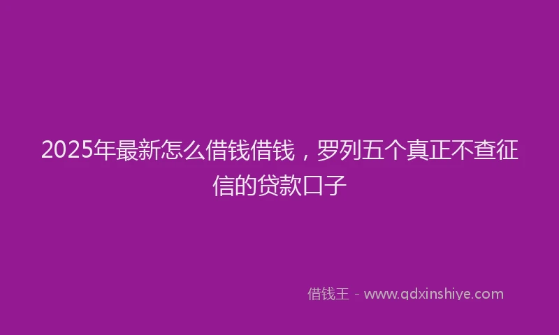 2025年最新怎么借钱借钱，罗列五个真正不查征信的贷款口子