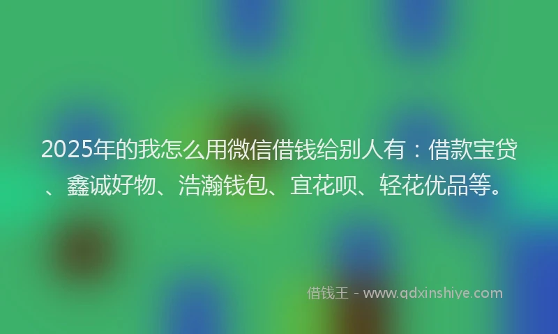 2025年的我怎么用微信借钱给别人有：借款宝贷、鑫诚好物、浩瀚钱包、宜花呗、轻花优品等。