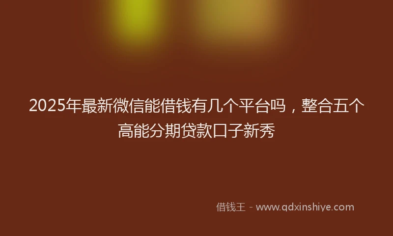 2025年最新微信能借钱有几个平台吗，整合五个高能分期贷款口子新秀