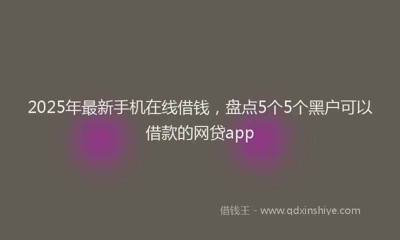 2025年最新手机在线借钱，盘点5个5个黑户可以借款的网贷app
