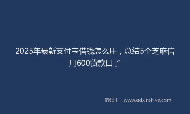 2025年最新支付宝借钱怎么用，总结5个芝麻信用600贷款口子