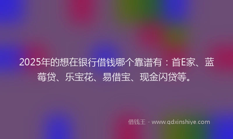 2025年的想在银行借钱哪个靠谱有：首E家、蓝莓贷、乐宝花、易借宝、现金闪贷等。