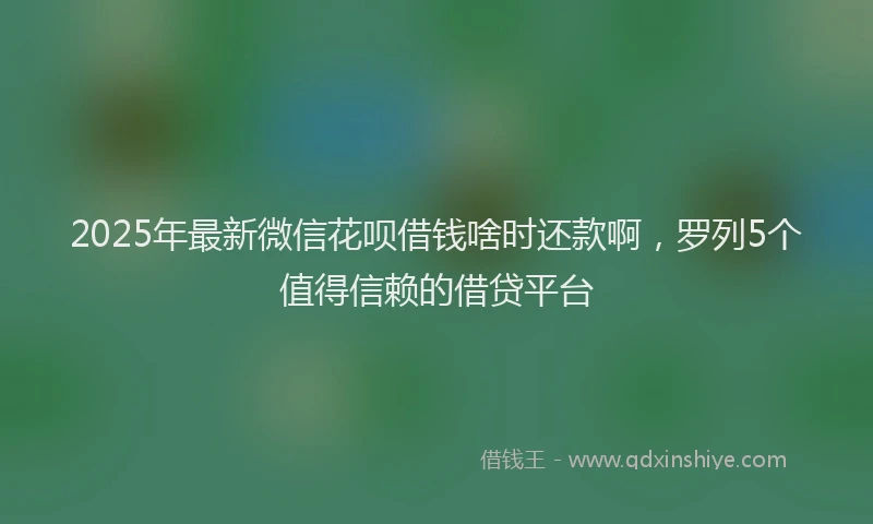 2025年最新微信花呗借钱啥时还款啊，罗列5个值得信赖的借贷平台
