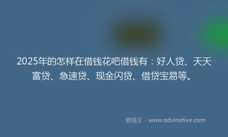 2025年的怎样在借钱花吧借钱有：好人贷、天天富贷、急速贷、现金闪贷、借贷宝易等。