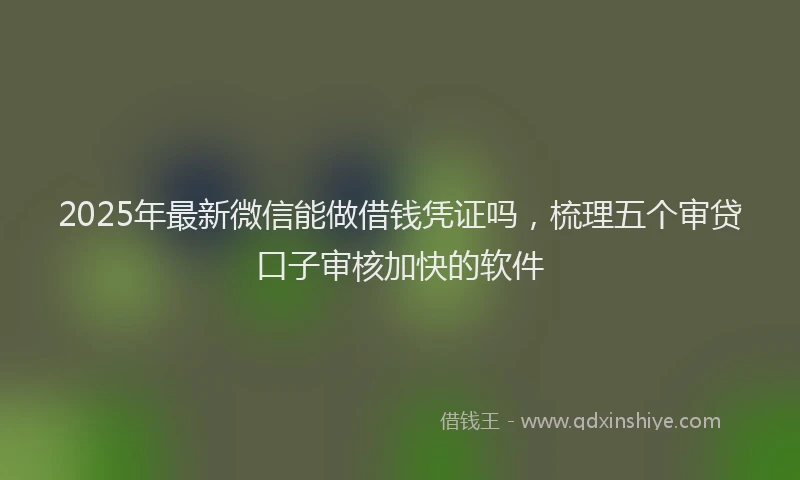 2025年最新微信能做借钱凭证吗，梳理五个审贷口子审核加快的软件