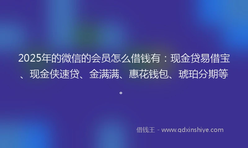 2025年的微信的会员怎么借钱有：现金贷易借宝、现金侠速贷、金满满、惠花钱包、琥珀分期等。